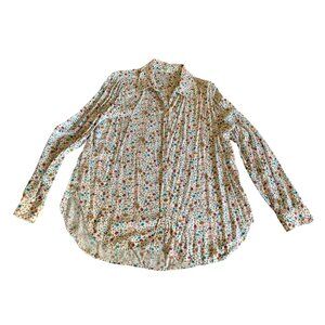 Jane & Delancey Womens Floral Long Sleeve Button-Up Shirt Size Large